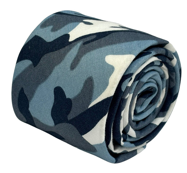 blue camouflage army design cotton tie